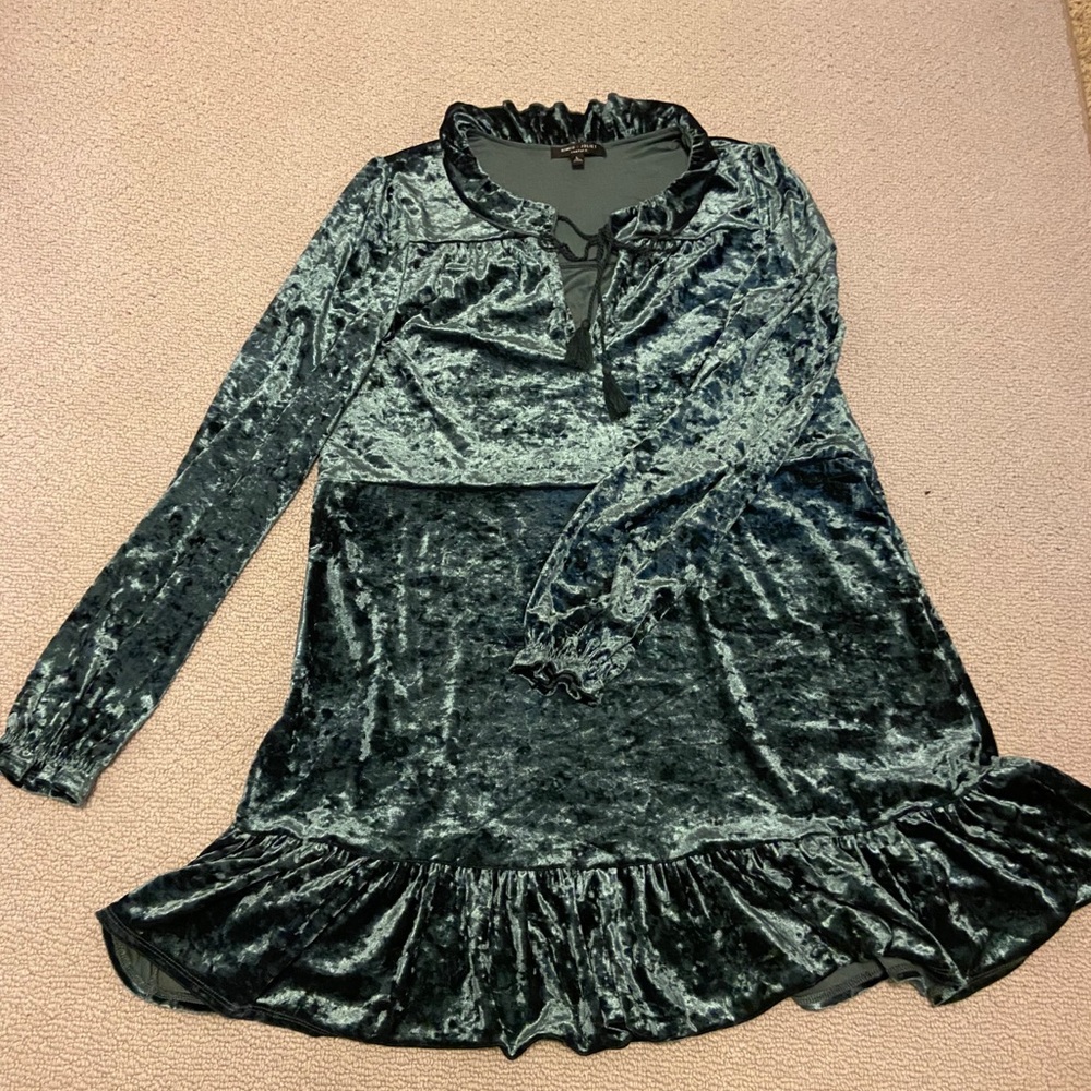 Green Velvet Mini Dress